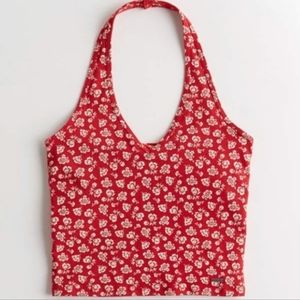 Red Floral Halter Top